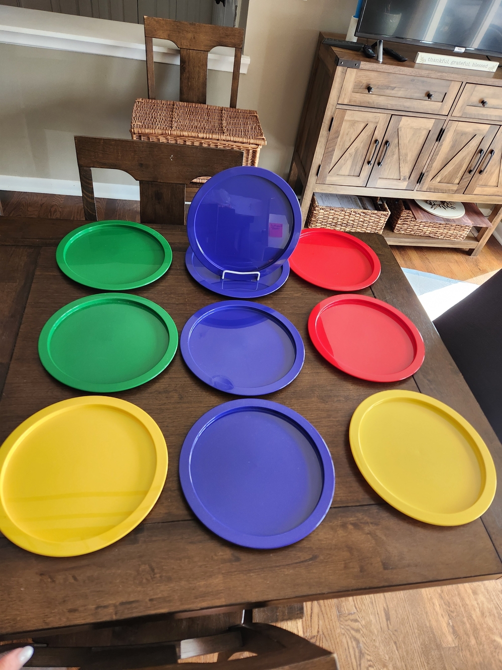 Vintage Bodum 10 Plastic Dinner Plates 4 Blue, 2 Red, 2 Yellow And 2 Green - Picture 4 of 5